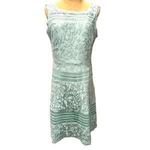 Adrianna Papell, Sage Green dress, Stunning 3-D Details, Lace Look,Cottage Core